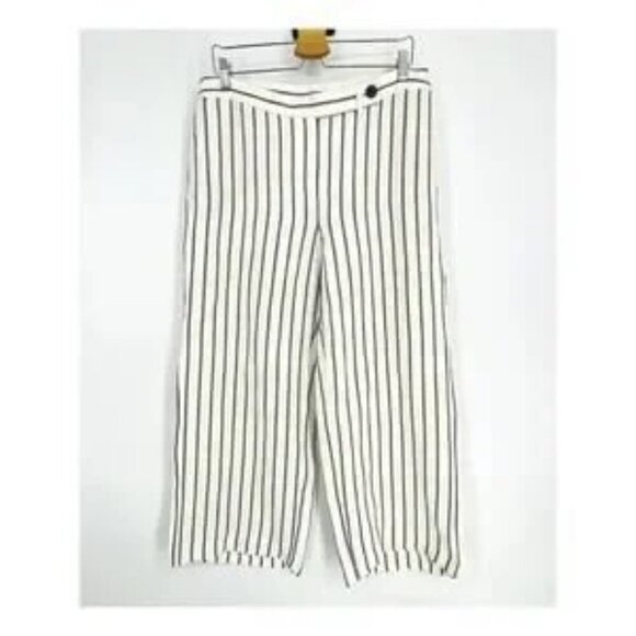 J Jill Pants 14 Striped Linen Blend Wide Leg Pants NWOT Nautical - Picture 5 of 6